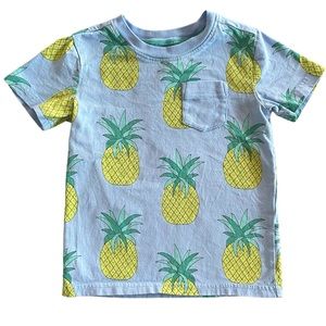 Tea Collection Toddler Boys Size 4 Graphic Pocket Tee Blue with Pineappl…